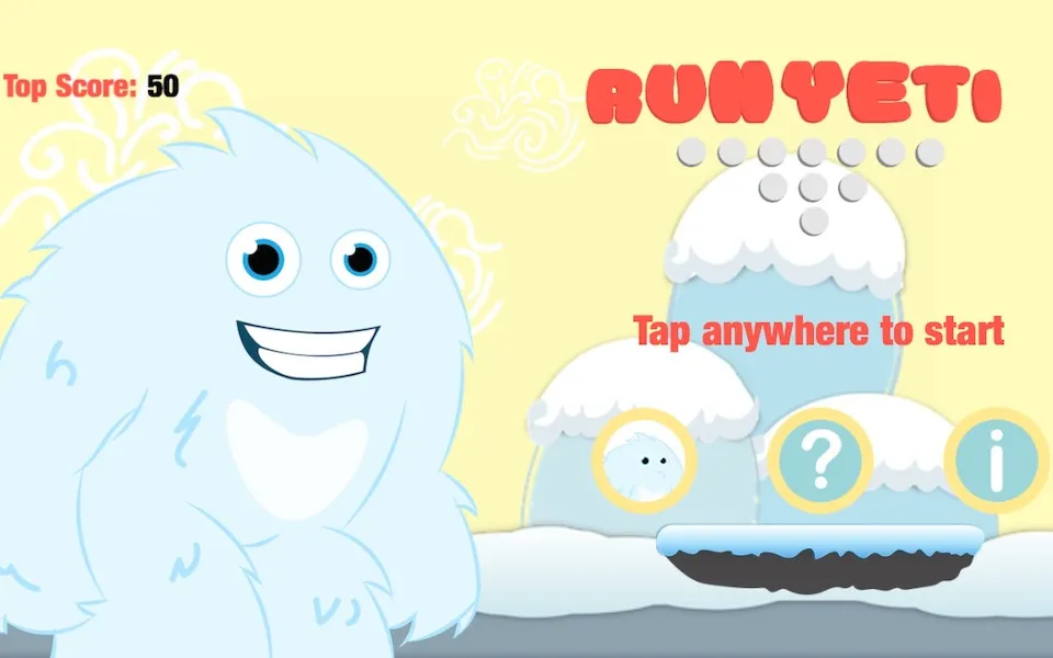 Run Yeti menu screen